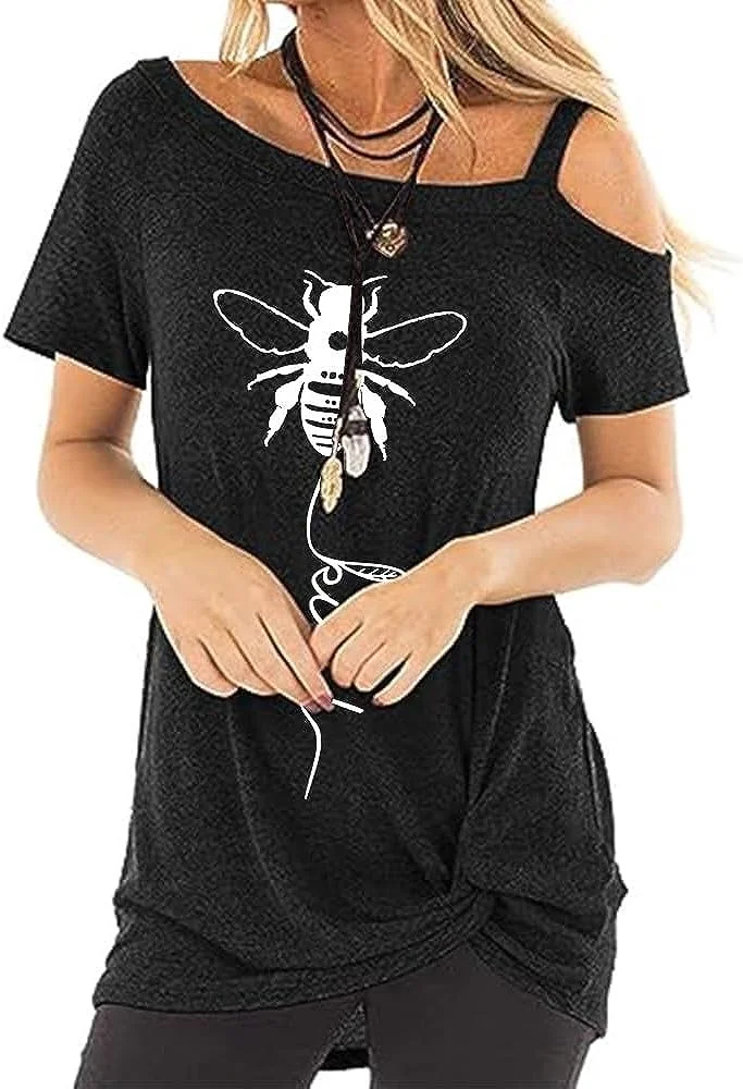 Bee Women Cold Shoulder Tops Summer Short Sleeve Shirts Casual Twist Blouse T-Shirt 13
Bee Women Cold Shoulder Tops Summer Short Sleeve Shirts Casual Twist Blouse T-Shirt 13