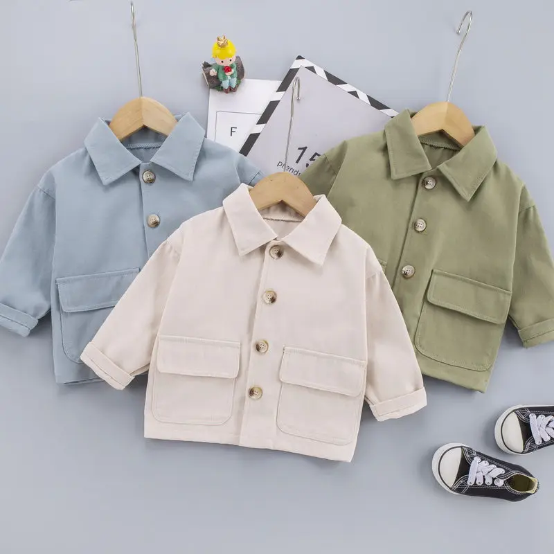 0-5 Years Spring Autumn Fashion Boys Girls Outwear Clothes Cotton Solid Work Coat Causal Jacket Infant Kids Top
0-5 Years Spring Autumn Fashion Boys Girls Outwear Clothes Cotton Solid Work Coat Causal Jacket Infant Kids Top