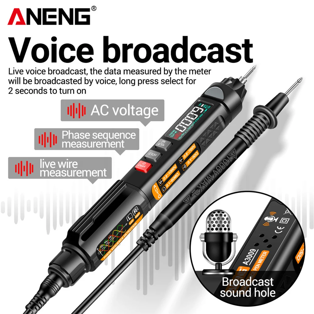 ANENG A3009 AC/DC Voltage Tester Auto-Ranging Voltage Professional Testing Tool Portable for Labo/Hospital/Radio Consultant/Home
ANENG A3009 AC/DC Voltage Tester Auto-Ranging Voltage Professional Testing Tool Portable for Labo/Hospital/Radio Consultant/Home
