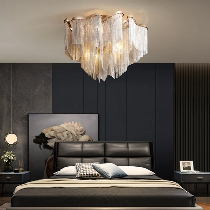 Remote Control Tassels Aluminum Chrome Dimmable Ceiling Lights Lustres Room Decor Lamps Modern Ceiling Chandelier 2022 Bedroom 
Remote Control Tassels Aluminum Chrome Dimmable Ceiling Lights Lustres Room Decor Lamps Modern Ceiling Chandelier 2022 Bedroom