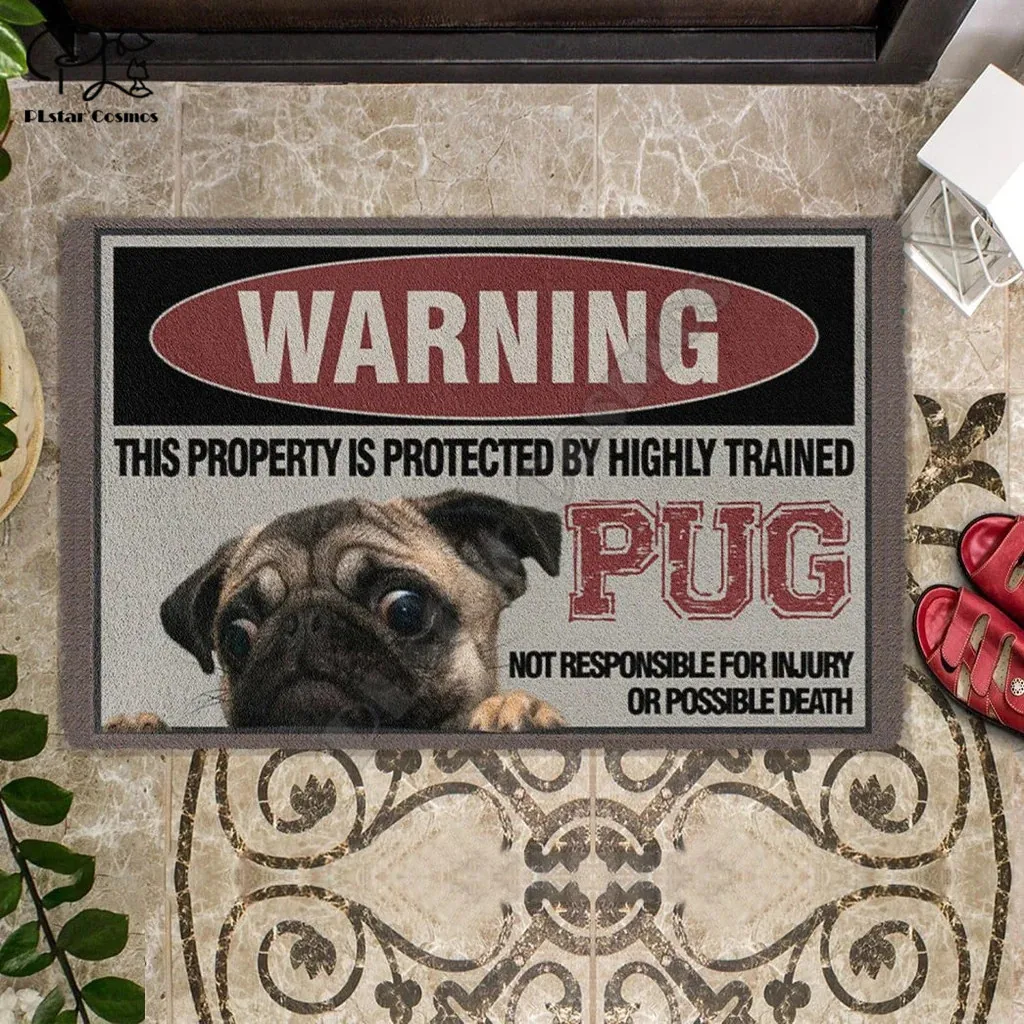 THIS PROPERTY IS PROTECTED BY HIGHLY TRAINED Fawn Pug Doormat 3D Indoor Outdoor Doormat Non-slip 
THIS PROPERTY IS PROTECTED BY HIGHLY TRAINED Fawn Pug Doormat 3D Indoor Outdoor Doormat Non-slip