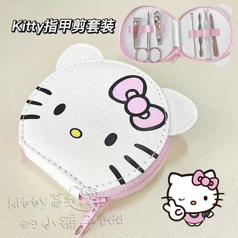 Kawaii Sanrio Hello Kitty Набор кусачек для ногтей Мини-милые мультяшные кусачки Girly Heart