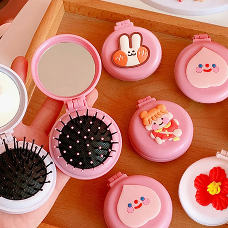 Gilrs Cartoon Soft Silicone Single-Sided Portable Makeup Massage Hair Brush Comb with Girl Folding Round Mini Pocket Mirror
Gilrs Cartoon Soft Silicone Single-Sided Portable Makeup Massage Hair Brush Comb with Girl Folding Round Mini Pocket Mirror