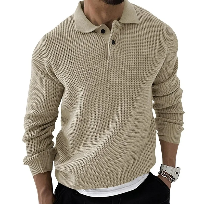 

Rainbowtouches Men's Sweater Fashion Simple Solid Color Popular Outdoor Lapel Knit Autumn And Winter Pullovers Men's Sweater