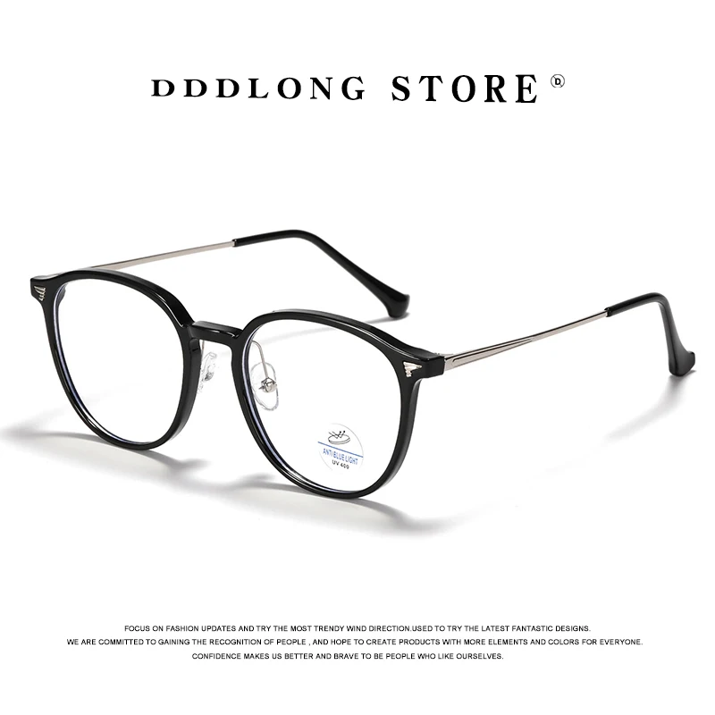 

DDDLONG Round Prescription Blue-ray Eyeglasses Myopia Glasses Frame Customizable Lenses For Women And Men Eyewear D260