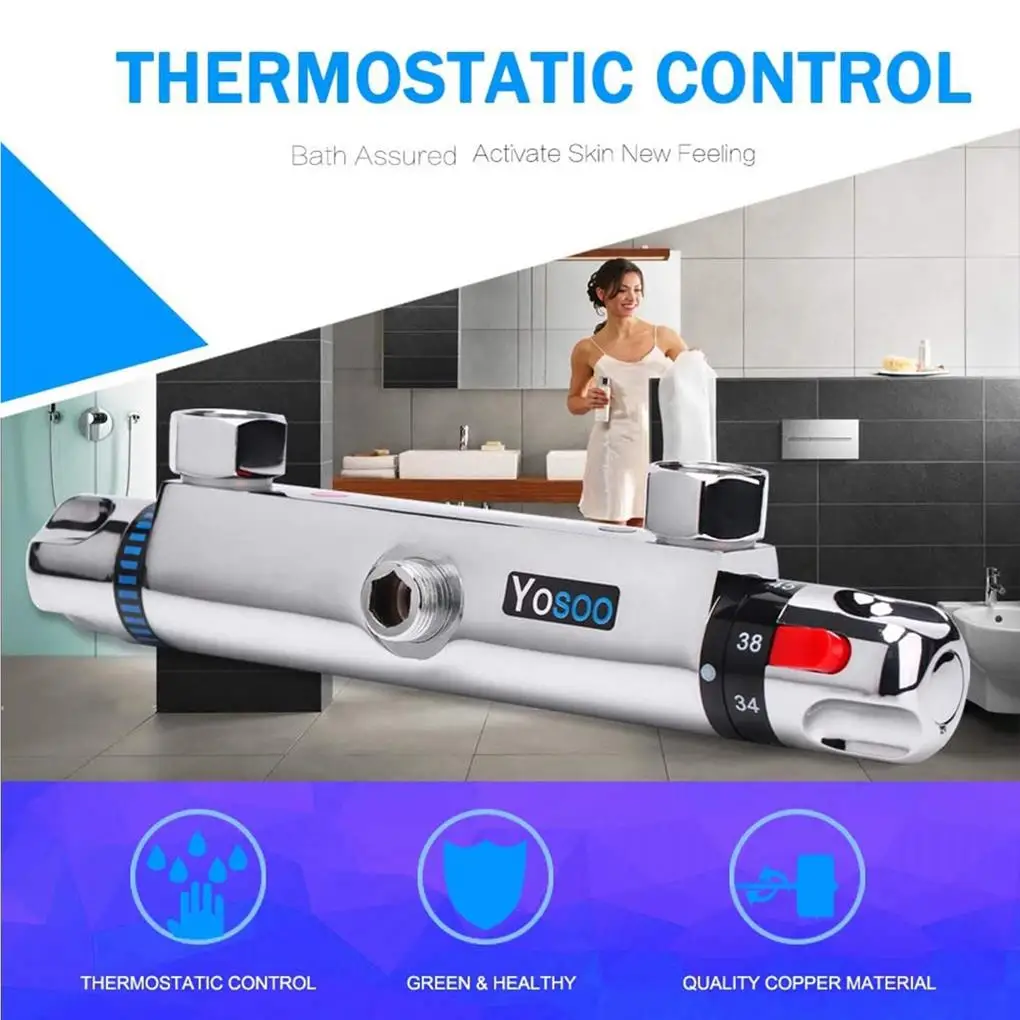 

Thermostatic Mixing Valves Bathroom Shower Faucet Constant Temperature Controller Chromed Hot Cold Water Mixer Household