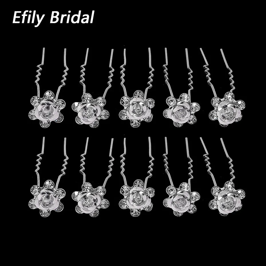 Efily 10pcs/set Rose Flower Bridal Hair Pins Clips Wedding Hair Accessories for Women Headpiece Jewelry Head Ornaments Hairpins
Efily 10pcs/set Rose Flower Bridal Hair Pins Clips Wedding Hair Accessories for Women Headpiece Jewelry Head Ornaments Hairpins