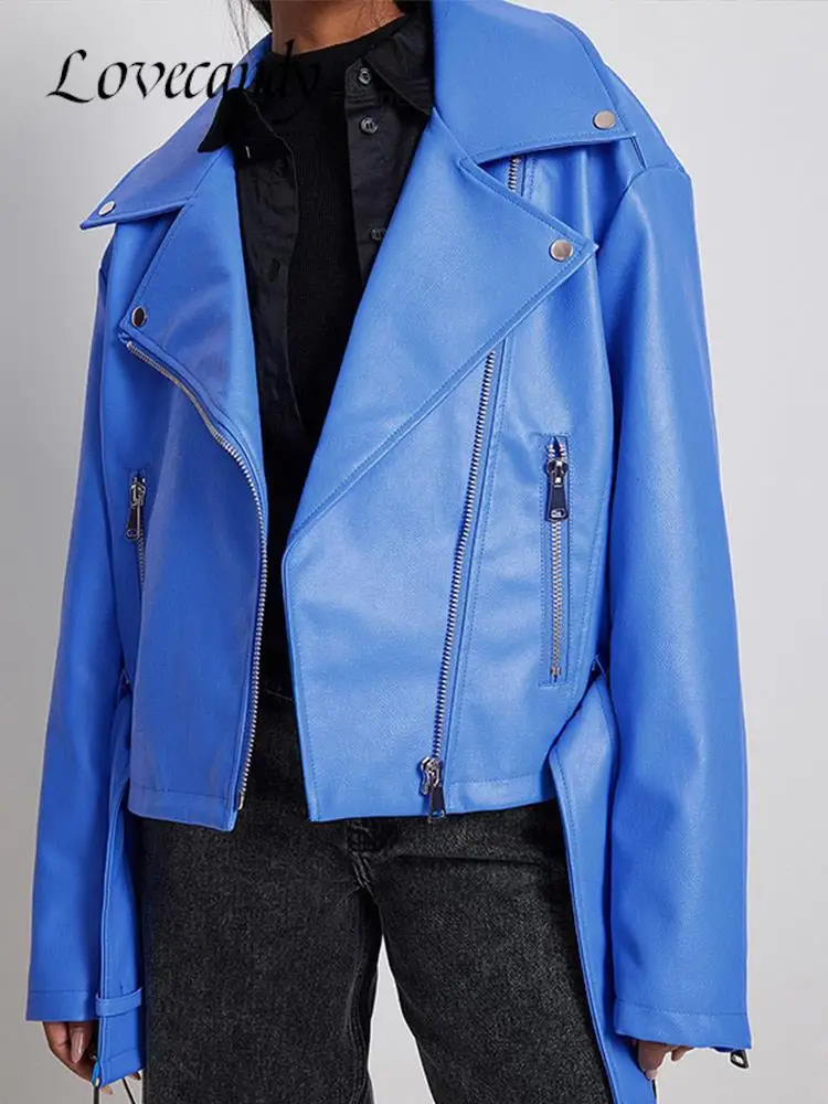 Womens PU Leather Coat With Zipper Autumn Winter Long Sleeve Lapel Belt Eyelet Jacket Ladies New Fashion Streetwear Punk Jackets
Womens PU Leather Coat With Zipper Autumn Winter Long Sleeve Lapel Belt Eyelet Jacket Ladies New Fashion Streetwear Punk Jackets