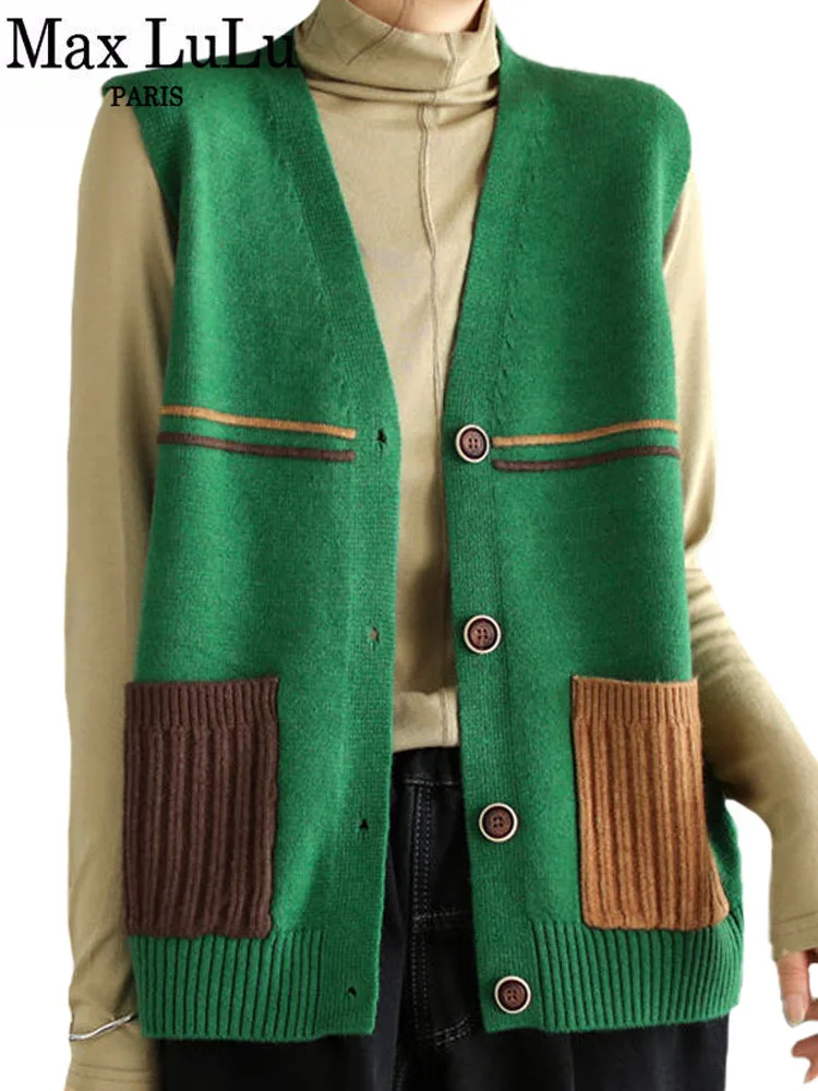 Max LuLu 2022 Autumn Fashion Vest Cardigans Womens Loose Luxury Knitted Sleeveless Casual Sweaters Ladies Harajuku Style Clothes
Max LuLu 2022 Autumn Fashion Vest Cardigans Womens Loose Luxury Knitted Sleeveless Casual Sweaters Ladies Harajuku Style Clothes