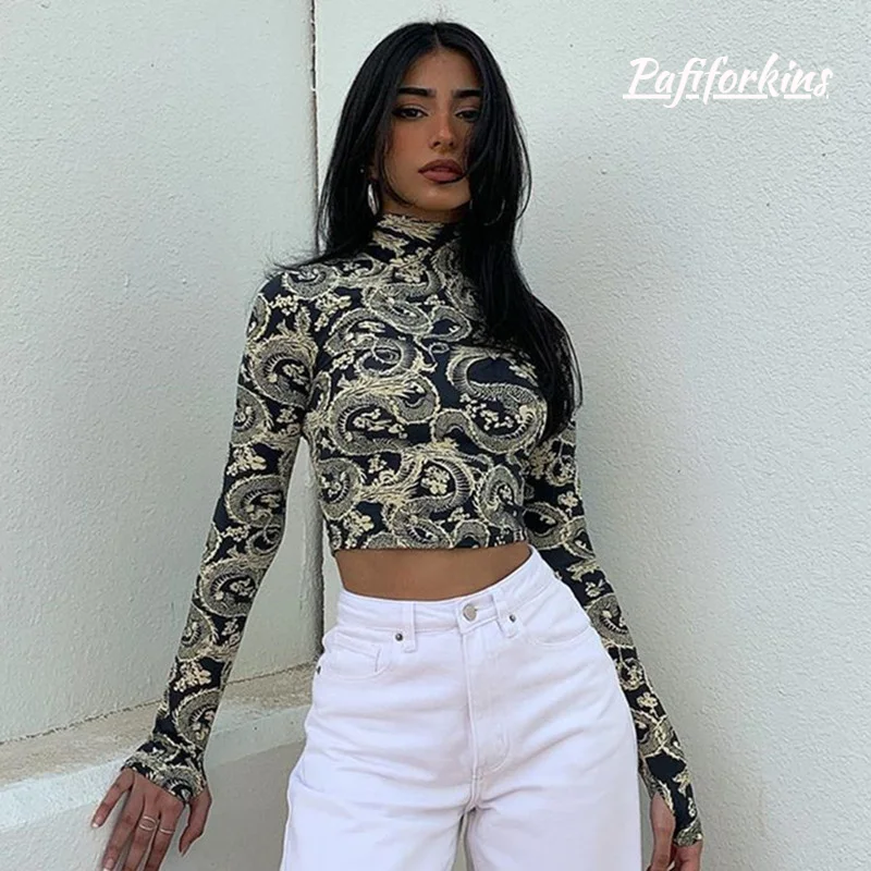 2021 Women Fashion Clothing Streetwear Tees Turtleneck Casual Sexy Tops Vintage Long Sleeve Printed Cropped Base T-shirt
2021 Women Fashion Clothing Streetwear Tees Turtleneck Casual Sexy Tops Vintage Long Sleeve Printed Cropped Base T-shirt