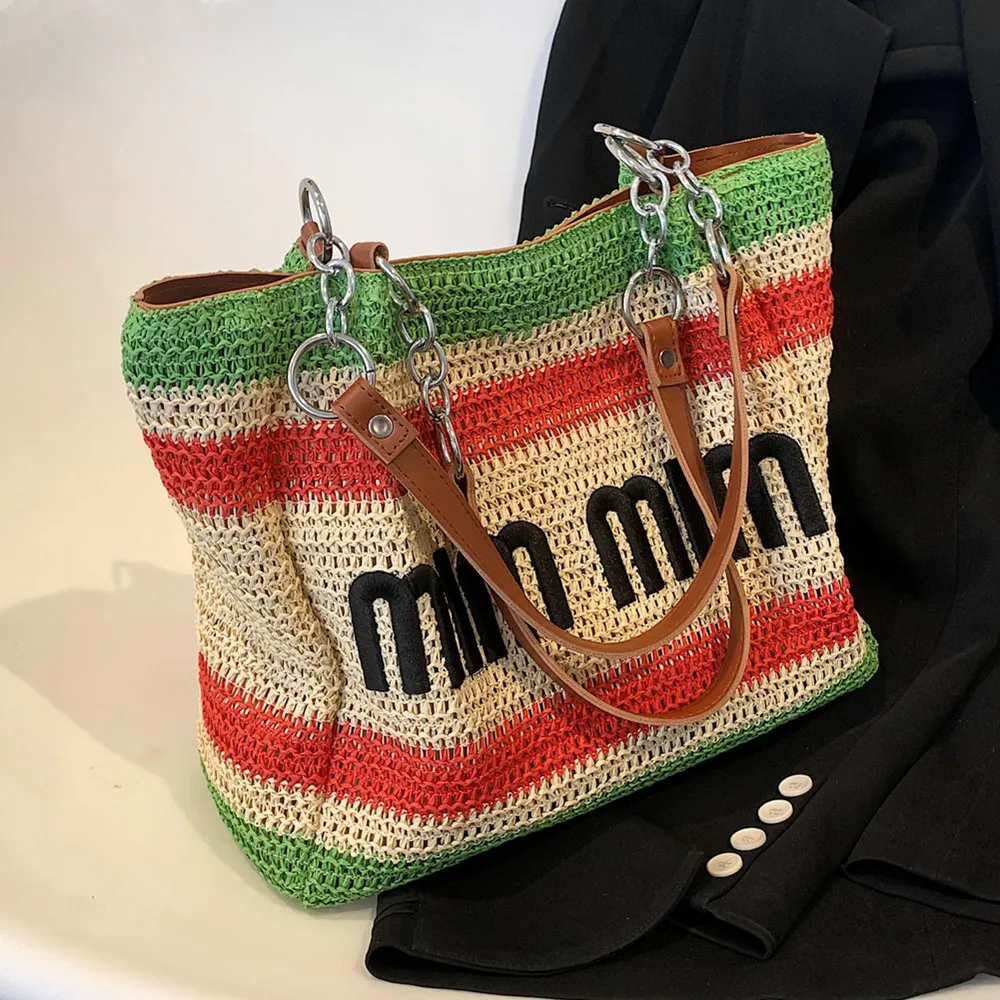 Luxury Designer Striped Straw Large Tote Shoulder Bags For Women Summer 2022 Trend Fashion Woven Travel Shopping Ladies Handbags
Luxury Designer Striped Straw Large Tote Shoulder Bags For Women Summer 2022 Trend Fashion Woven Travel Shopping Ladies Handbags