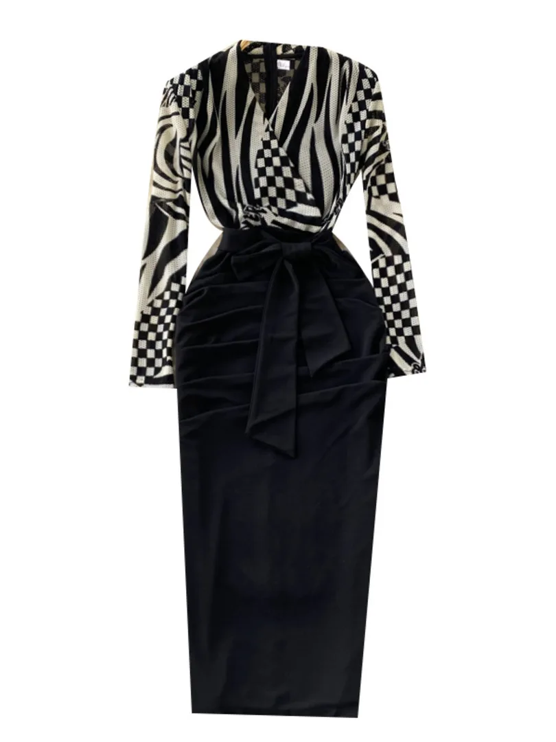 Foamlina Elegant Women Autumn Dress 2022 Fashion Striped Print Patchwork Long Sleeve V-neck Slim Fit Back Split Midi Party Dress
Foamlina Elegant Women Autumn Dress 2022 Fashion Striped Print Patchwork Long Sleeve V-neck Slim Fit Back Split Midi Party Dress