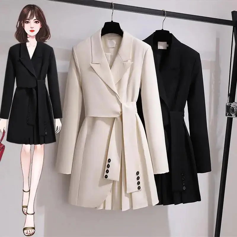 Fashion Trench Coat Dress Women 2021 New Spring Autumn Windbreaker Coat Female Plus Size 4XL Black White Belt Blazer Vintage
Fashion Trench Coat Dress Women 2021 New Spring Autumn Windbreaker Coat Female Plus Size 4XL Black White Belt Blazer Vintage