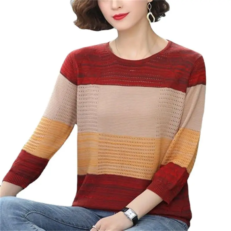 Korean Style Women's Autumn Spring Sweaters Stripe Patchwork Knitted Ladies Tops Pull Jumpers O Neck With Long Sleeve Pullovers
Korean Style Women's Autumn Spring Sweaters Stripe Patchwork Knitted Ladies Tops Pull Jumpers O Neck With Long Sleeve Pullovers