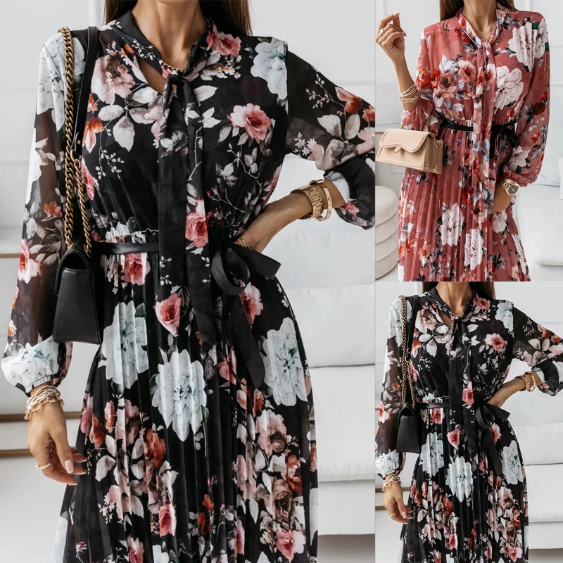 Autumn Elegant Floral Pleated Women's Long Dress Long Sleeve Lace Chiffon Office Ladies Dress New Retro Party Dress
Autumn Elegant Floral Pleated Women's Long Dress Long Sleeve Lace Chiffon Office Ladies Dress New Retro Party Dress
