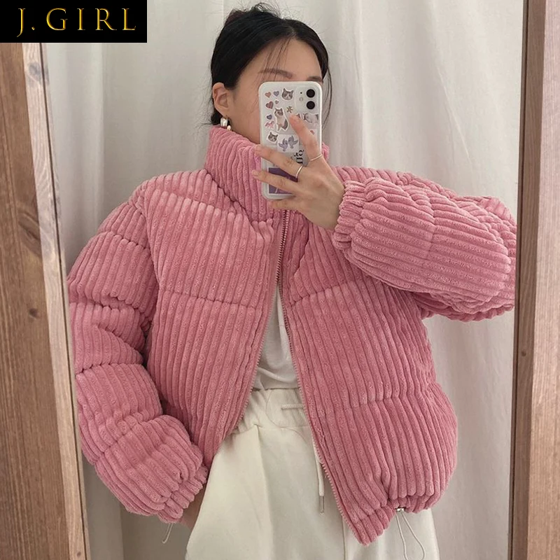 J GIRLS 2021 Winter Coat Female Korean Chic Age Reducing Pink Soft Stand-Up Collar Pit Design Loose Corduroy Cotton Jacket
J GIRLS 2021 Winter Coat Female Korean Chic Age Reducing Pink Soft Stand-Up Collar Pit Design Loose Corduroy Cotton Jacket