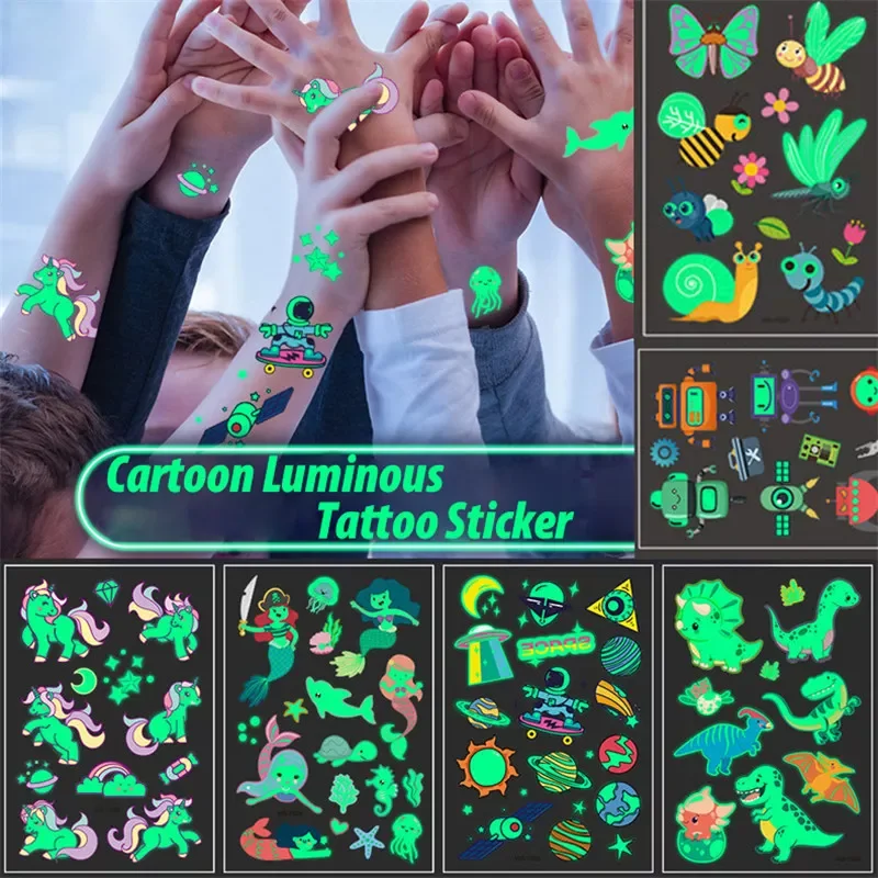 

Водостойкие наклейки-татуировки, светящиеся временные наклейки на лицо, руки, ноги, тело для детей