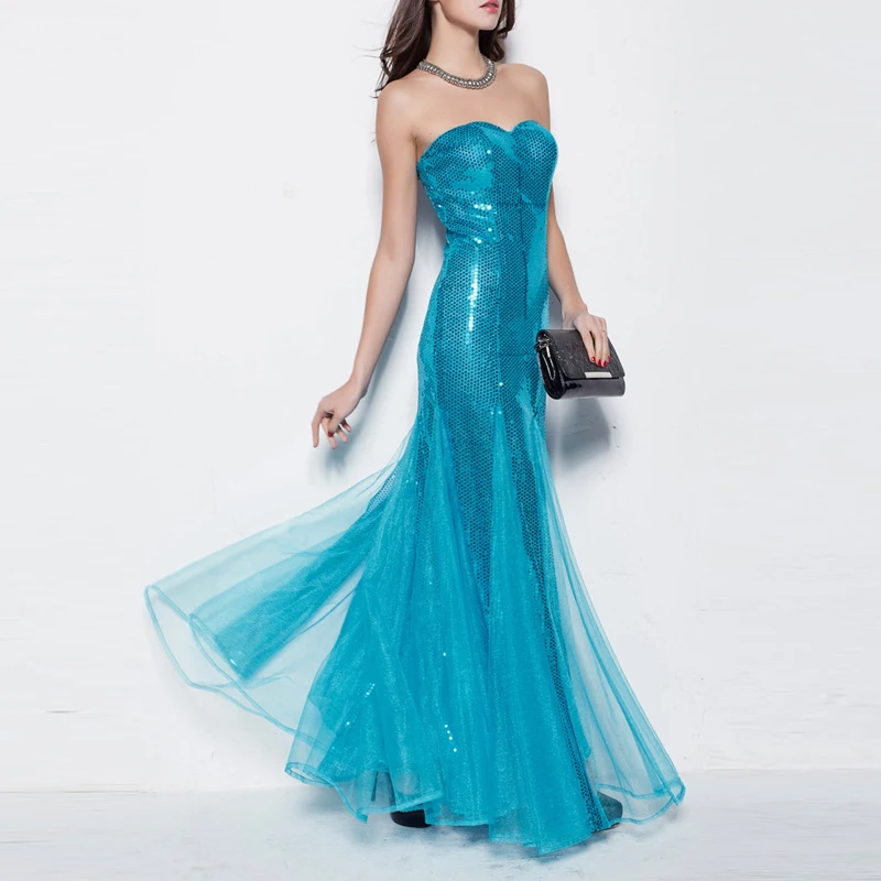 Socialite Sexy Luxury Sequined Mermaid Evening Party Dress Women Elegant Strapless Blue Prom Dresses Backless Vestido
Socialite Sexy Luxury Sequined Mermaid Evening Party Dress Women Elegant Strapless Blue Prom Dresses Backless Vestido
