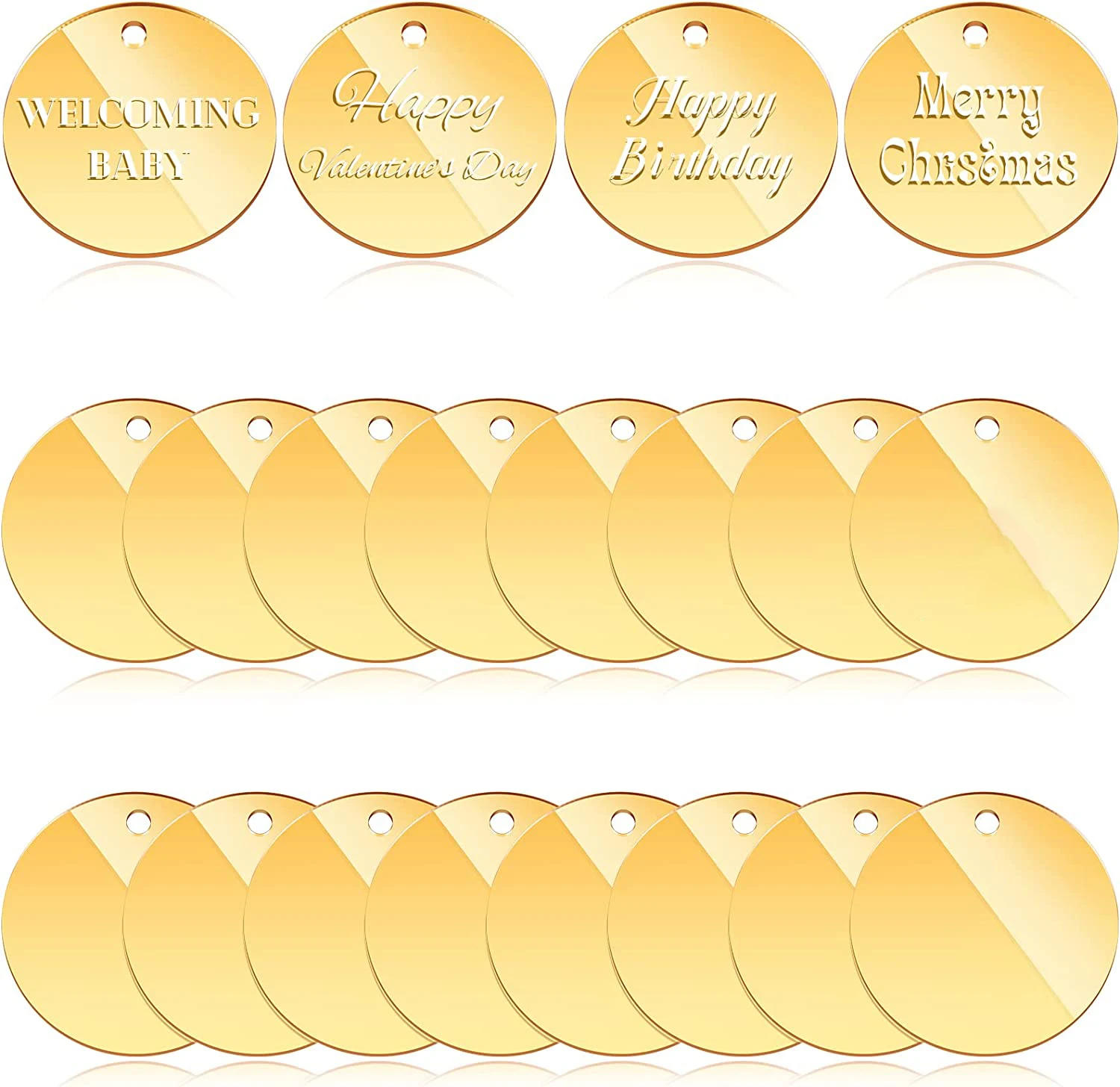 Gold Mirrored Blank Circle Acrylic Ornament Hanging DIY Gift Stocking Name Tags with Hole for Christmas Wedding Keychain Craft
Gold Mirrored Blank Circle Acrylic Ornament Hanging DIY Gift Stocking Name Tags with Hole for Christmas Wedding Keychain Craft