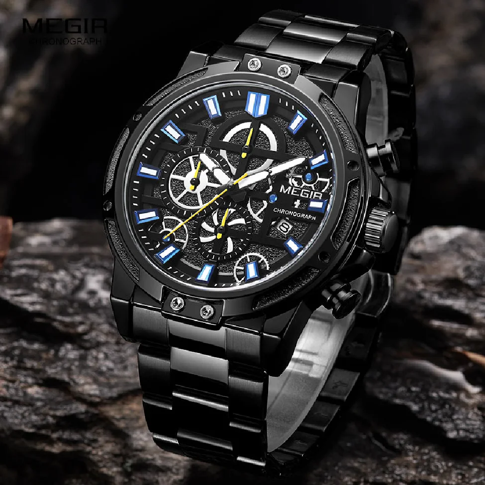 MEGIR 2023 Men's Business Quartz Watches Army Sports Chronograph Wristwatch Man Top Brand Luxury Relogios Masculinos 2108 Black
MEGIR 2023 Men's Business Quartz Watches Army Sports Chronograph Wristwatch Man Top Brand Luxury Relogios Masculinos 2108 Black