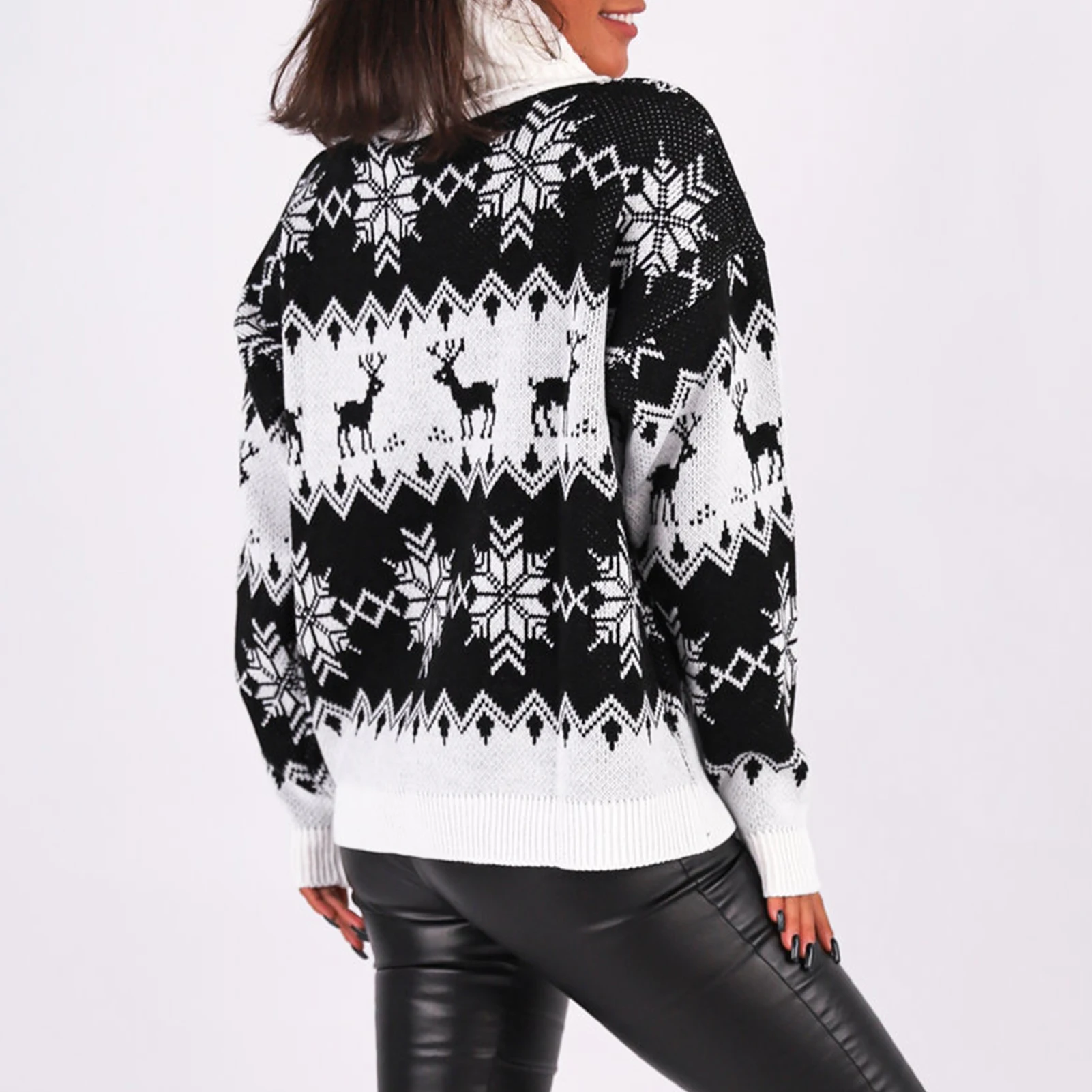 Ladies Knitwear Shirt Top Ribbed Knit Women Crochet Pullovers Top Casual Style Christmas Jacquard Turtleneck Daily Outfit
Ladies Knitwear Shirt Top Ribbed Knit Women Crochet Pullovers Top Casual Style Christmas Jacquard Turtleneck Daily Outfit