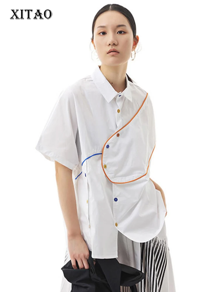 XITAO Fashion Casual Shirt Asymmetrical Contrast Color Bright Line Splicing Decoration Simplicity Temperament All-match WMD4499
XITAO Fashion Casual Shirt Asymmetrical Contrast Color Bright Line Splicing Decoration Simplicity Temperament All-match WMD4499
