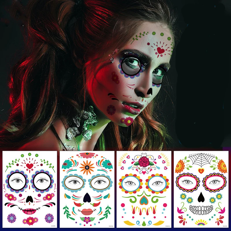Halloween Facial Tattoo Stickers Temporary Face Skull Spider Sticker Waterproof Tattoo Decor Props Children Adults Facial Tattoo
Halloween Facial Tattoo Stickers Temporary Face Skull Spider Sticker Waterproof Tattoo Decor Props Children Adults Facial Tattoo