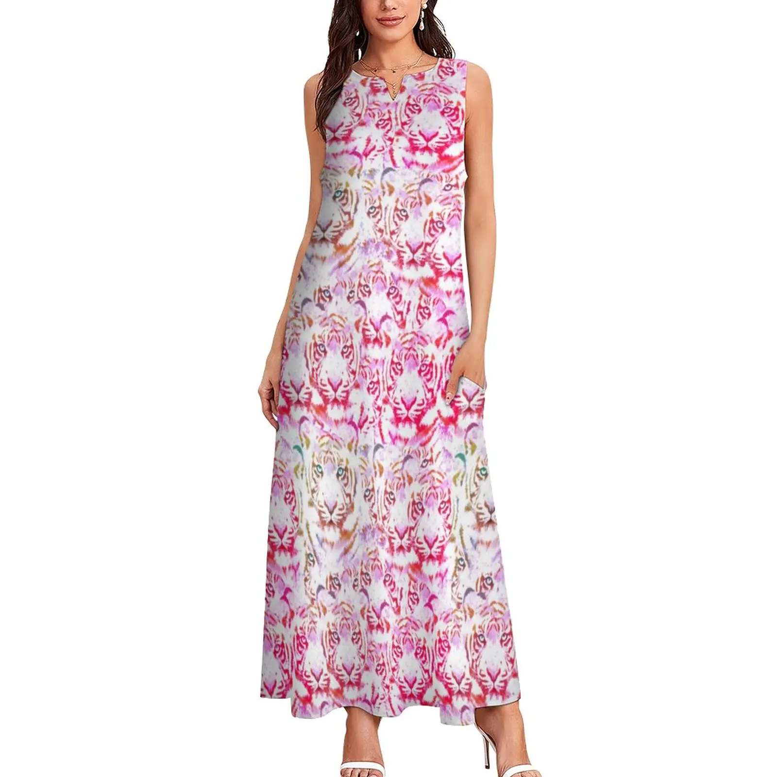 Pink Tiger Face Dress Abstract Animal Art Vintage Maxi Dress V Neck Trendy Boho Beach Long Dresses Streetwear Oversize Vestidos
Pink Tiger Face Dress Abstract Animal Art Vintage Maxi Dress V Neck Trendy Boho Beach Long Dresses Streetwear Oversize Vestidos
