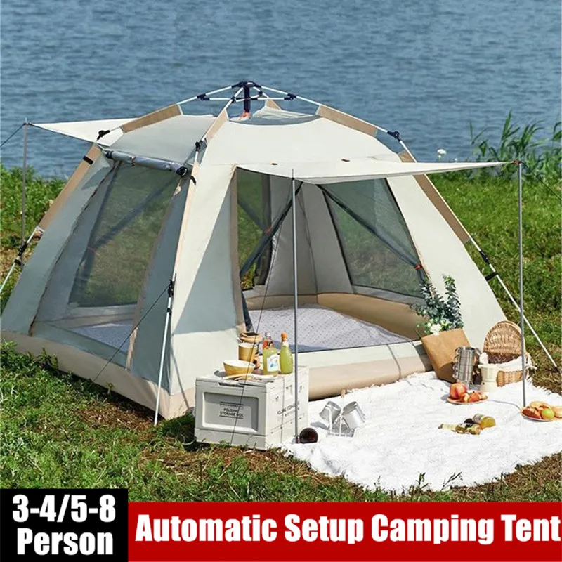 

Палатка для кемпинга на открытом воздухе, Автоматическая Большая семейная палатка, выдвижная палатка на 3-4/5-8 человек, ветрозащитная, Для Путешествий, Походов, пикника