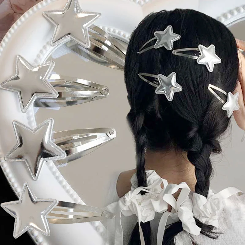 4pcs Silver Star Hair Clip Hairpins Y2K Korean Cute Girls Barrette Five-pointed Stars Clips Fashion Hairpin Headwear Accessories
4pcs Silver Star Hair Clip Hairpins Y2K Korean Cute Girls Barrette Five-pointed Stars Clips Fashion Hairpin Headwear Accessories