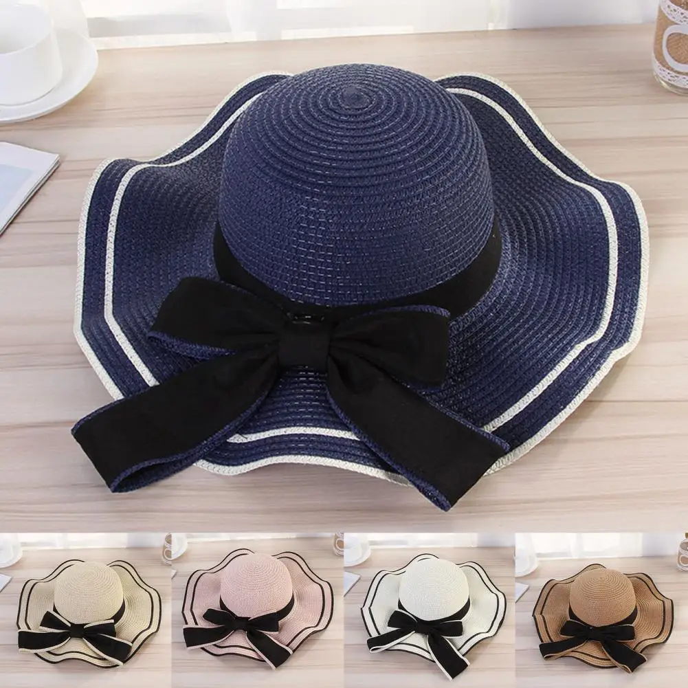 Windproof Sun Hat Spring Summer Wide Brim Bowknot Decor Straw Hat for Daily Wear 
Windproof Sun Hat Spring Summer Wide Brim Bowknot Decor Straw Hat for Daily Wear