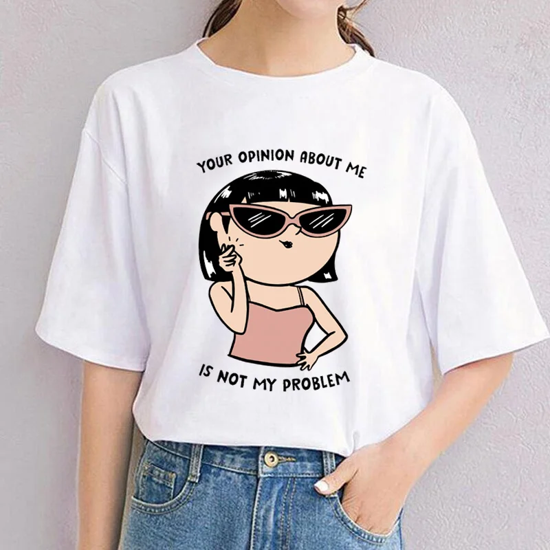 Harajuku new summer women's cartoon funny White My Problem Half printed cotton T-shirt Ladies Street loose short sleeves Tee Top
Harajuku new summer women's cartoon funny White My Problem Half printed cotton T-shirt Ladies Street loose short sleeves Tee Top