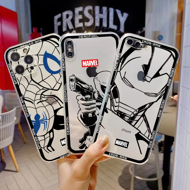 Marvel Iron Man Spiderman Phone Case For iPhone 13 12 Pro Max Mini 11 Pro X XR XS Max 6 6S 7 8 Plus TPU Shell Shockproof Cover
Marvel Iron Man Spiderman Phone Case For iPhone 13 12 Pro Max Mini 11 Pro X XR XS Max 6 6S 7 8 Plus TPU Shell Shockproof Cover