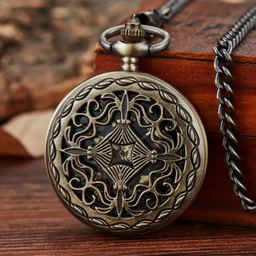 Vintage Pattern Mechanical Pocket Watch With Chain Retro Steampunk Skeleton Hollow Hand-winding Pendant Clock Men Women
Vintage Pattern Mechanical Pocket Watch With Chain Retro Steampunk Skeleton Hollow Hand-winding Pendant Clock Men Women