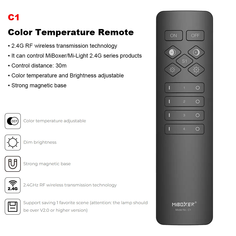WRMIHU Miboxer C1 4-зонный RGB контроллер
WRMIHU Miboxer C1 4-зонный RGB контроллер