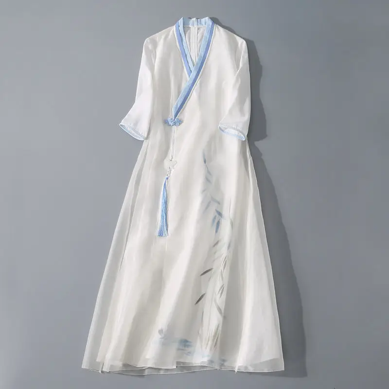 Women's Waist Hand-painted Cross-collar Hanfu Improved Ancient Style Dress 2022 Summer Qipao Cheongsam Chinese Style Tea Dress
Women's Waist Hand-painted Cross-collar Hanfu Improved Ancient Style Dress 2022 Summer Qipao Cheongsam Chinese Style Tea Dress