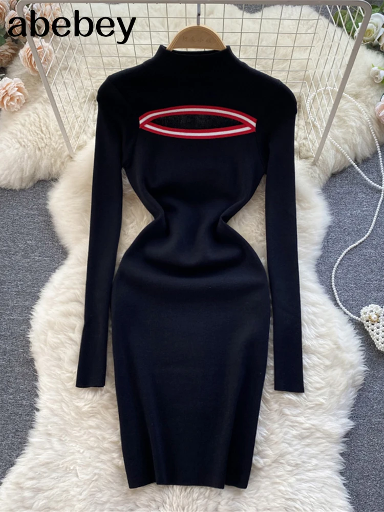 Women Knitted Pencil Dress Korean Long Sleeve Hollow Out Elastic Slim Dress Autumn Winter Sexy Bodycon Warm Sweater Mni Dress
Women Knitted Pencil Dress Korean Long Sleeve Hollow Out Elastic Slim Dress Autumn Winter Sexy Bodycon Warm Sweater Mni Dress