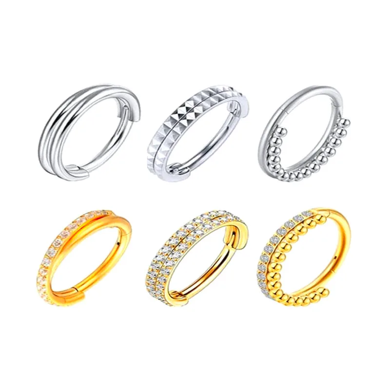 Double Triple Open/Stacked Nose Rings Pyramid Daith Septum Hoop Earrings CZ Zircon Twist Hinged Piercing Jewelry 16G
Double Triple Open/Stacked Nose Rings Pyramid Daith Septum Hoop Earrings CZ Zircon Twist Hinged Piercing Jewelry 16G
