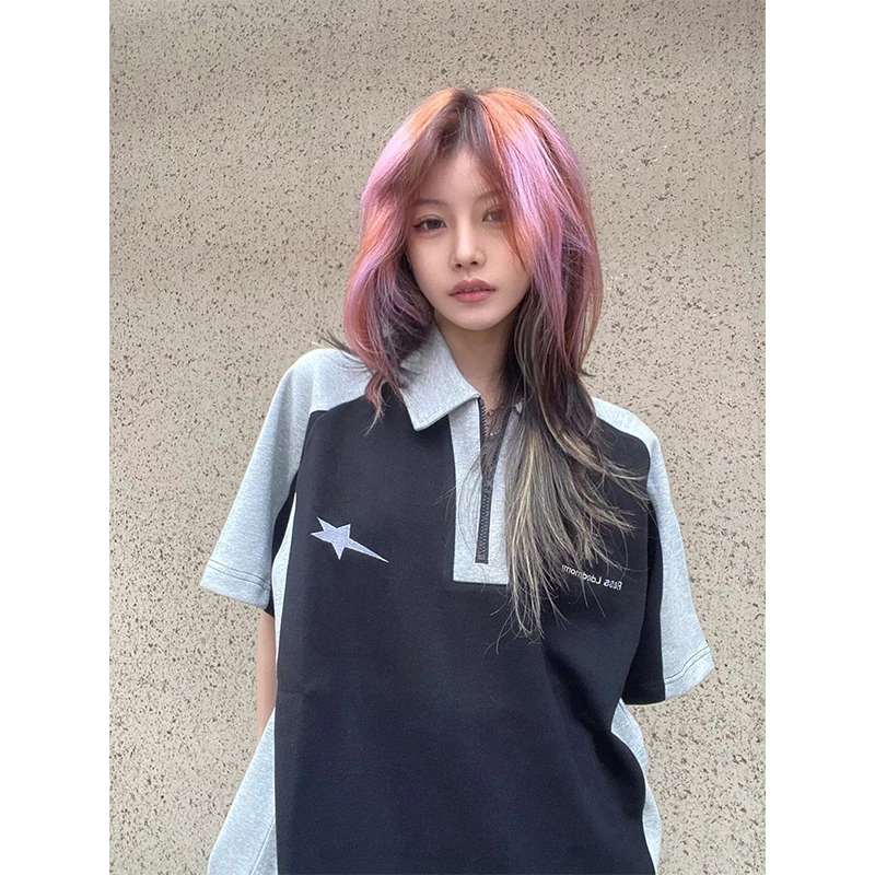 MEXZT Y2K T Shirts Women Streetwear Oversized Patchwork Letter Print Tops Summer Harajuku Korean Vintage Zipper Casual Tees New 
MEXZT Y2K T Shirts Women Streetwear Oversized Patchwork Letter Print Tops Summer Harajuku Korean Vintage Zipper Casual Tees New