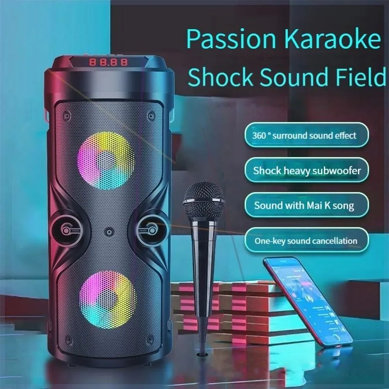 High power Subwoofer Portable Wireless Bluetooth Speakers Outdoor Large Home Karaoke Party LED Colorful Lights Column FM Radio
High power Subwoofer Portable Wireless Bluetooth Speakers Outdoor Large Home Karaoke Party LED Colorful Lights Column FM Radio