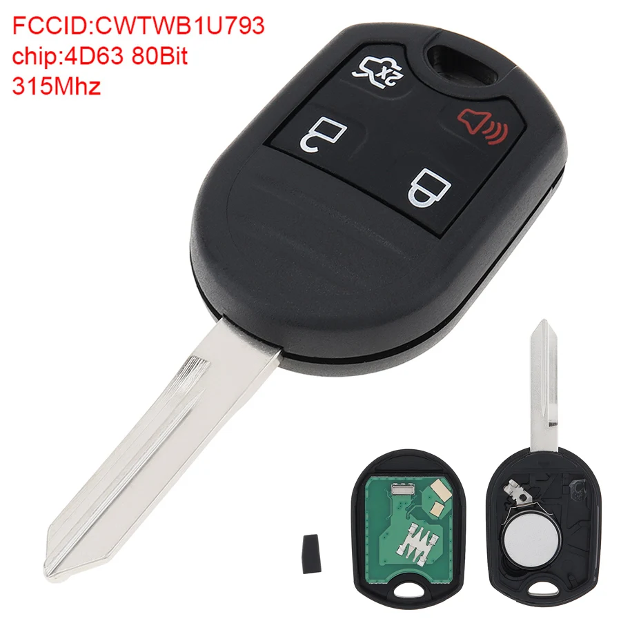 315Mhz 4 Button Keyless Entry Remote Car Key Fob with 4D63 80Bit Chip CWTWB1U793 Fit for Ford Mustang 2010 2011 2012 2013 2014
315Mhz 4 Button Keyless Entry Remote Car Key Fob with 4D63 80Bit Chip CWTWB1U793 Fit for Ford Mustang 2010 2011 2012 2013 2014