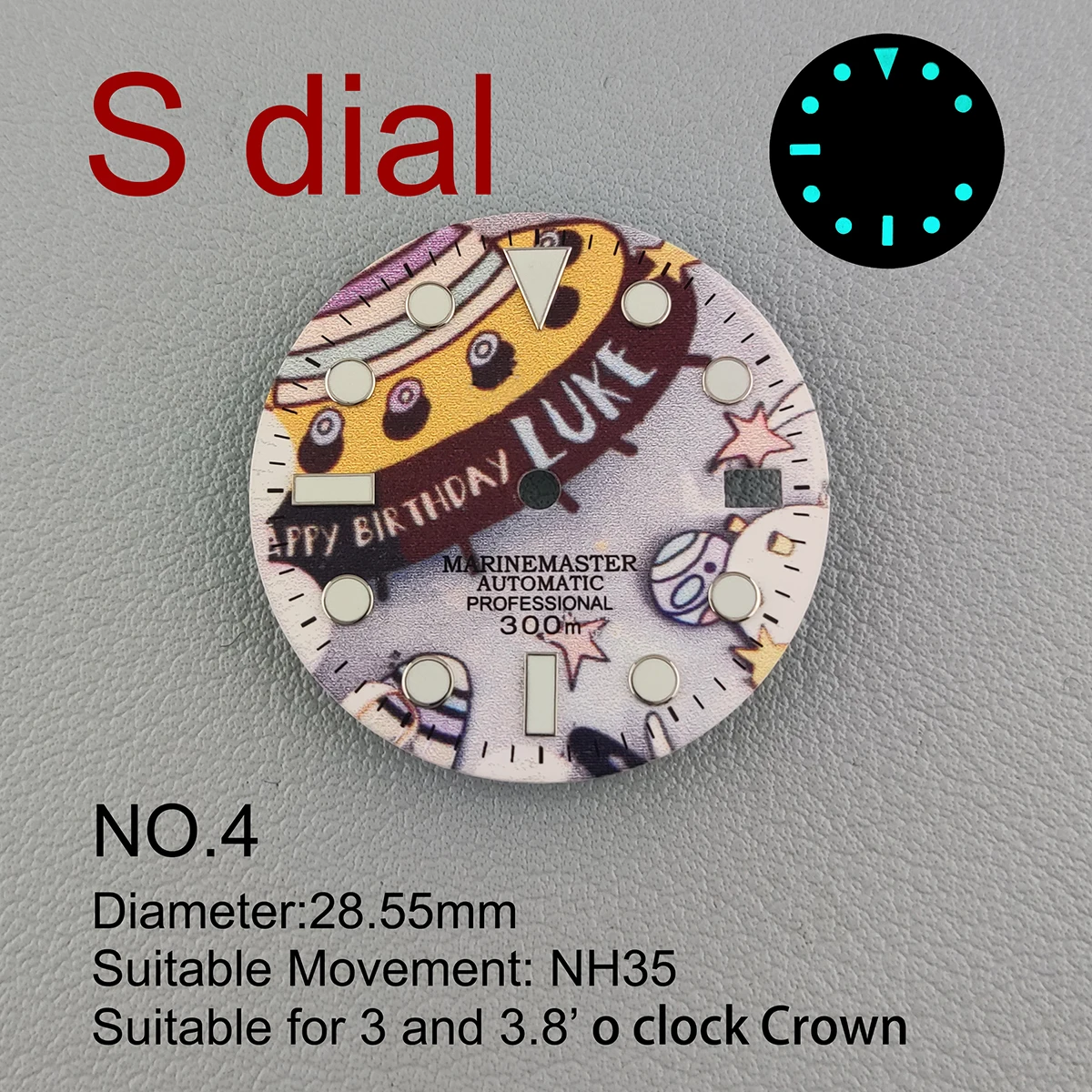 Watch Parts 28.5mm Strong Green Luminous C3 Watch Mod Dial For NH35/Nh36 Automatic Movement With S Logo Watch Accessories Part
Watch Parts 28.5mm Strong Green Luminous C3 Watch Mod Dial For NH35/Nh36 Automatic Movement With S Logo Watch Accessories Part