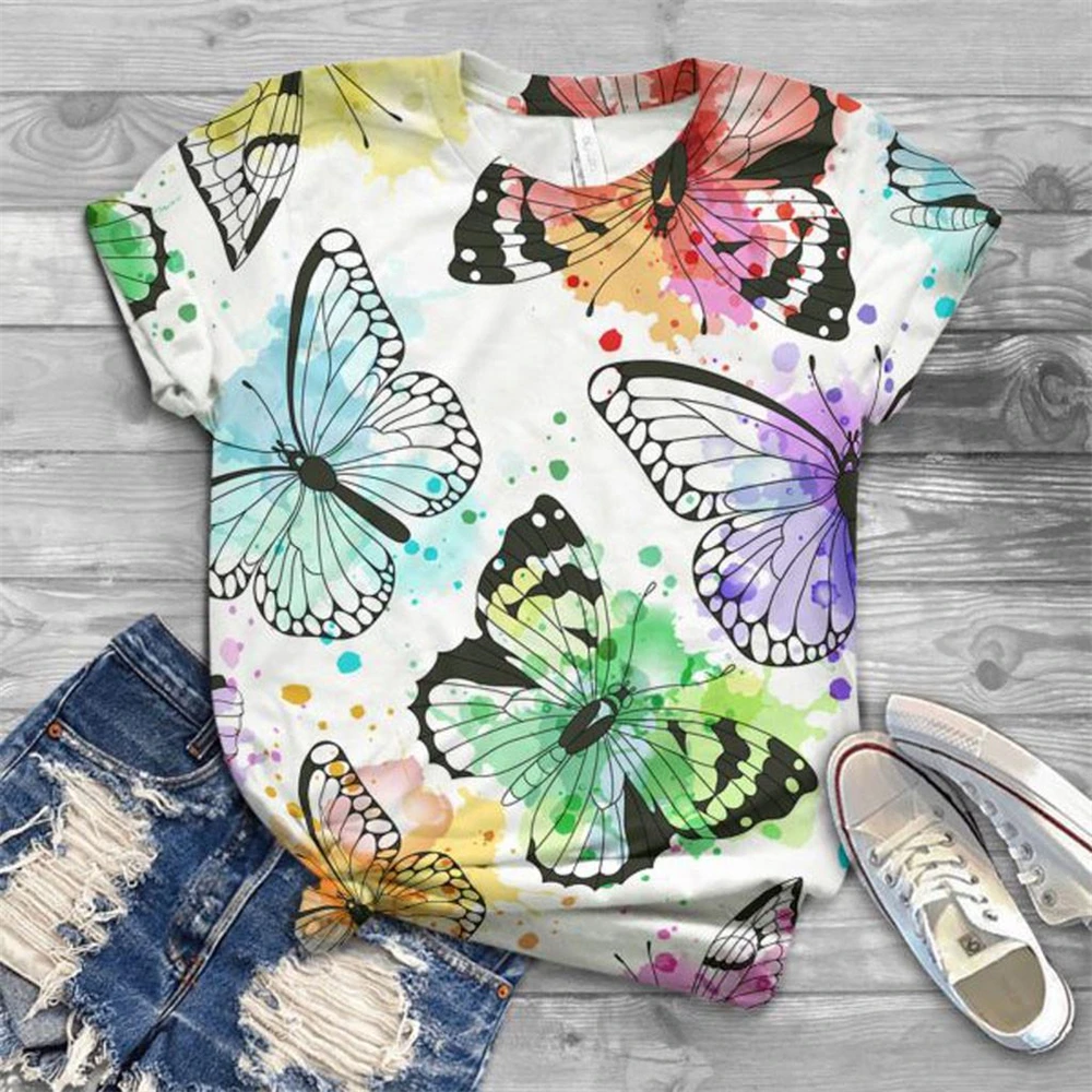 Butterfly Printed Women's T-shirt With Patchwork Rendering Pattern Street Loose Round Neck Short Sleeved Casual Daily Harajuku
Butterfly Printed Women's T-shirt With Patchwork Rendering Pattern Street Loose Round Neck Short Sleeved Casual Daily Harajuku