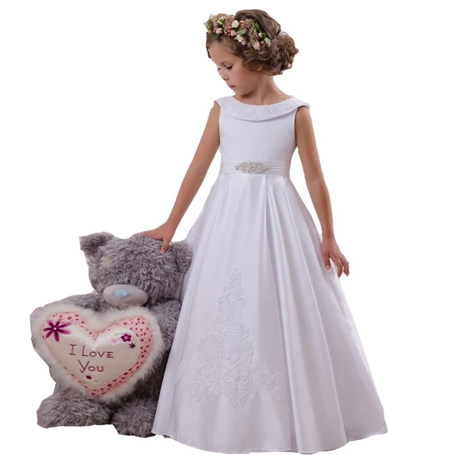 

White/Ivory First Flower Girl Dresses Girls Water-soluble Lace Infant Toddler Pageant Communion Dresses For Weddings and Party