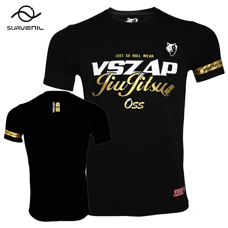 

Хлопковая футболка для ММА Vszap, боксерская футболка, новинка 2023, черные мужские топы для муай-тайского боя, кикбоксинга, Jiujitsu, Смешанная одежда для боевых искусств