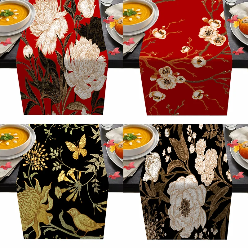 New Chinese High-end Table Runner Red Black Flower Print Shoes Cabinet Cover Cloth Bed Runner Party New Simple Color Tablecloth 
New Chinese High-end Table Runner Red Black Flower Print Shoes Cabinet Cover Cloth Bed Runner Party New Simple Color Tablecloth