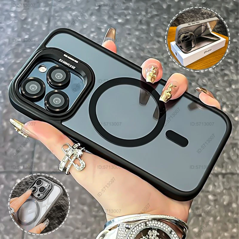 Совместимый С MagSafe Прозрачный Чехол Для iPhone 13/12/14/15 Pro Max Магнитными Линзами И