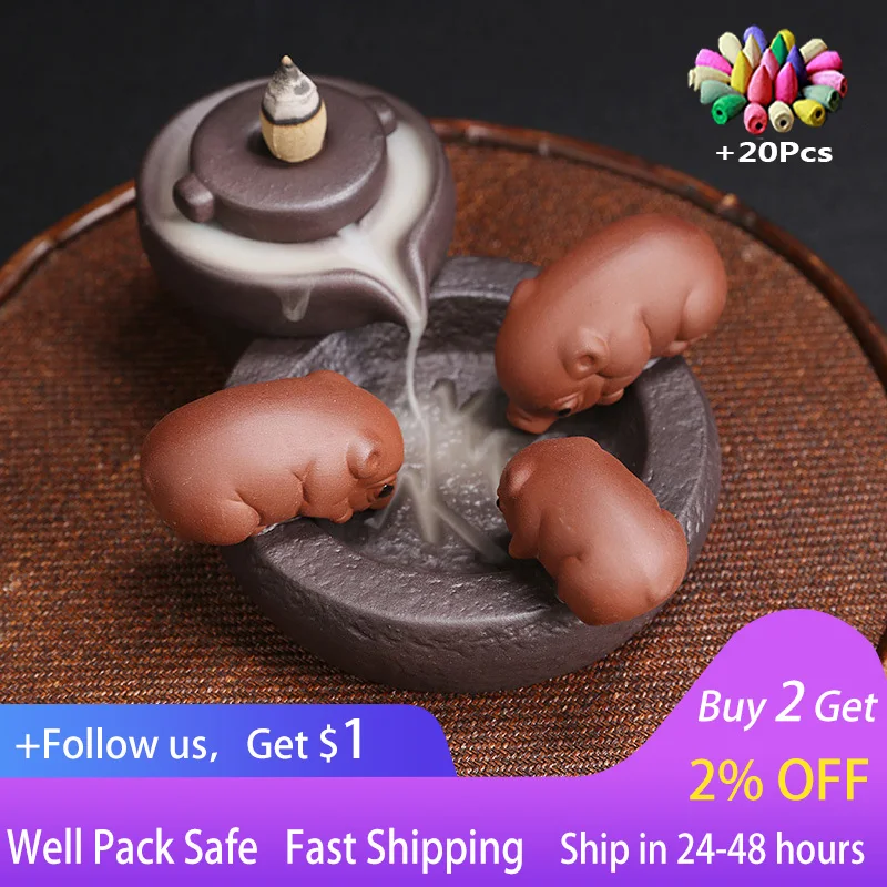 

Creative times turn around. Graphite piglet backflow purple sand incense burner. Sandalwood tower backflow incense burner