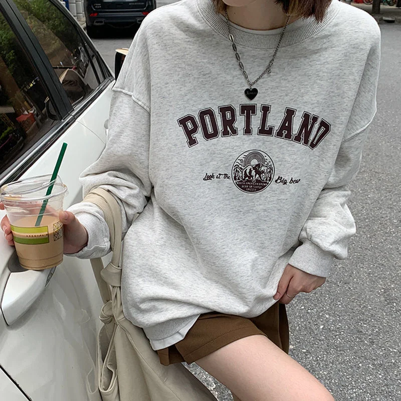 Deeptown Harajuku Vintage Gray Sweatshirt Women Korean Fashion Oversize Crewneck Hoodie Retro Streetwear Letter Print Casual Top
Deeptown Harajuku Vintage Gray Sweatshirt Women Korean Fashion Oversize Crewneck Hoodie Retro Streetwear Letter Print Casual Top