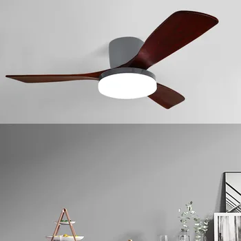 Nordic Wood Ceiling Fans With Light DC Motor Remote Control Living Room Bedroom Modern Large Fan Lamp 42 52 Inch LED Sealing Fan